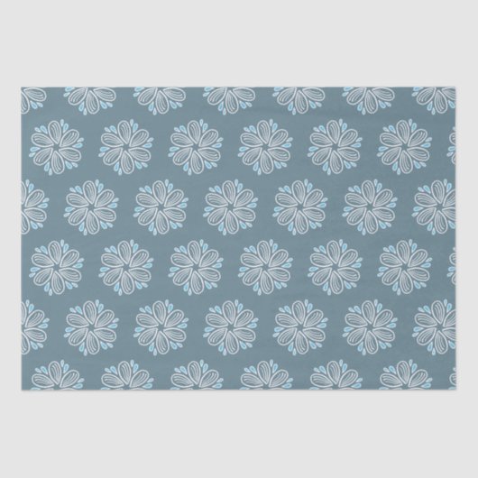 花模様（青と白） 薄葉紙 (正面)