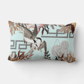 花模様、鳥、ほこりっぽい青 ランバークッション (裏面)