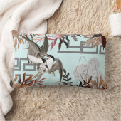 花模様、鳥、ほこりっぽい青 ランバークッション (ブランケット)