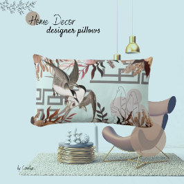 花模様、鳥、ほこりっぽい青 ランバークッション
