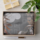 花模様、鳥、石板グレー背景の切り離し 薄葉紙 (ギフト)