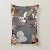 花模様、鳥、石板灰色の背景 アクセントクッション (正面(垂直))