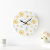 花水彩4月デイジー模様 ラージ壁時計 (ホーム)