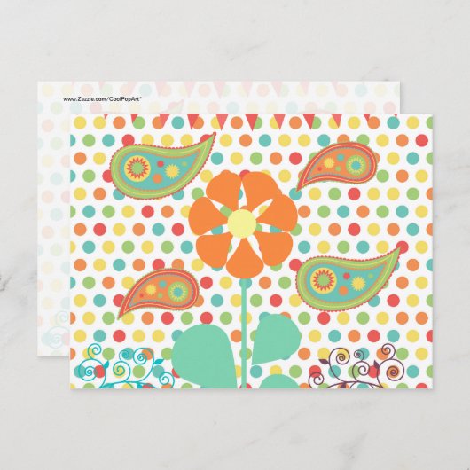 花水玉模様ペイズリー春お洒落ギフト ポストカード (正面/裏面)