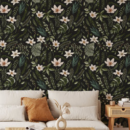 花水色フローラ植物模様 壁紙