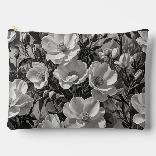 花油絵画グレースケール アクセサリーポーチ (正面)