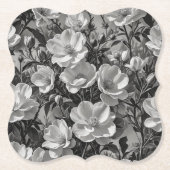 花油絵画グレースケール ペーパーコースター (正面)