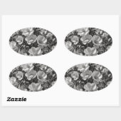 花油絵画グレースケール 楕円形シール (シート)