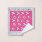 花淡い色の付きアクアリーフでホットピンクの贈り物 バスタオルセット (ウォッシュタオル)