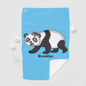 花漫画と可愛いハッピーパンダ熊 ゴルフタオル (インサイチュ)