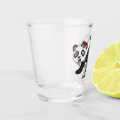 花漫画と可愛いハッピーパンダ熊 ショットグラス (左)