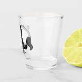 花漫画と可愛いハッピーパンダ熊 ショットグラス (右)