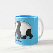 花漫画と可愛いハッピーパンダ熊 ツートーンマグカップ (正面右)