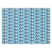 花漫画と可愛いハッピーパンダ熊 テーブルクロス (正面(横))