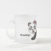 花漫画と可愛いハッピーパンダ熊 フロストグラスマグカップ (左)