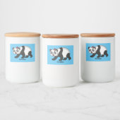 花漫画と可愛いハッピーパンダ熊 フードラベル (ボトル)