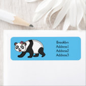 花漫画と可愛いハッピーパンダ熊 ラベル (インサイチュ)