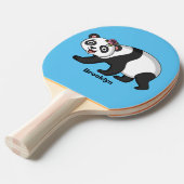 花漫画と可愛いハッピーパンダ熊 卓球ラケット (正面アングル)