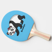 花漫画と可愛いハッピーパンダ熊 卓球ラケット (横)
