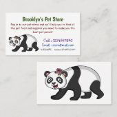 花漫画と可愛いハッピーパンダ熊 名刺 (正面/裏面)