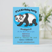 花漫画と可愛いハッピーパンダ熊 招待状 (スタンド正面)