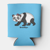 花漫画と可愛いハッピーパンダ熊 缶クーラー (正面)