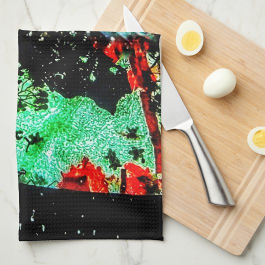 花澄ん抽象芸術キッチンタオル、落ち着いた秋 キッチンタオル (四つ折り)