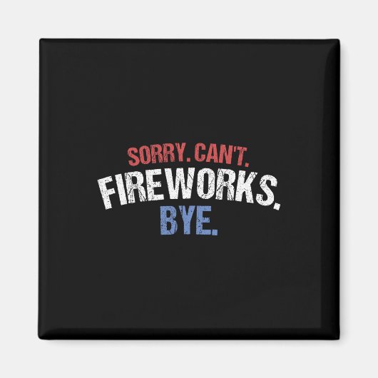花火おもしろいシャツごめんねCant Fireworks Bye 4th マグネット (正面)