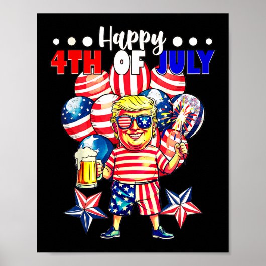 花火おもしろいトランプ愛国心アメリカ幸せ4日 ポスター (正面)