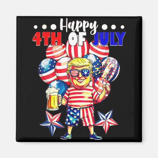 花火おもしろいトランプ愛国心アメリカ幸せ4日 マグネット (正面)