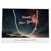 花火お祝いダークスカイハッピーニューイヤー ラージペーパーバッグ (裏面)