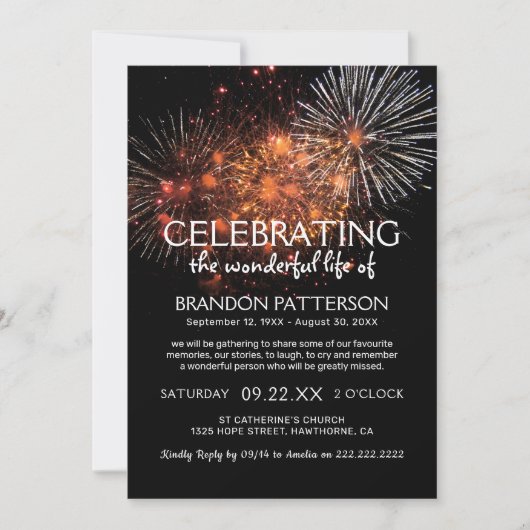 花火お祝い | 葬儀 招待状 (正面)