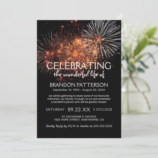 花火お祝い | 葬儀 招待状 (スタンド正面)