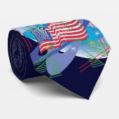 花火が付いている米国の旗 ネクタイ (ロール)