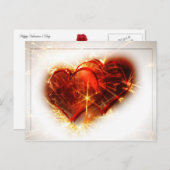 花火が付いている2つのハート ポストカード (正面/裏面)
