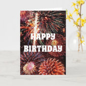 花火が打ち上げハッピーバースデー カード (黄色い花)