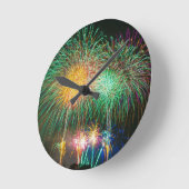花火が日本の祭りを照らす ラウンド壁時計 (傾斜)