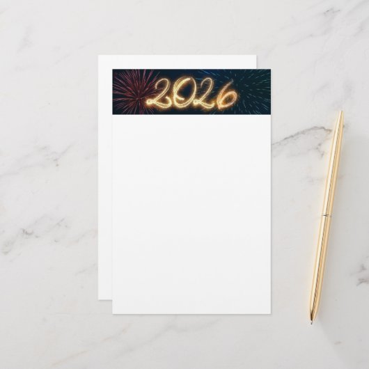 花火が煌めく明けましておめでとうございます 2026 便箋 (正面/裏面インサイチュ)