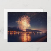 花火が爆発するビーチ ポストカード (正面/裏面)