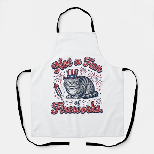 花火が苦手な猫のTシャツ (2)_1 エプロン (正面)