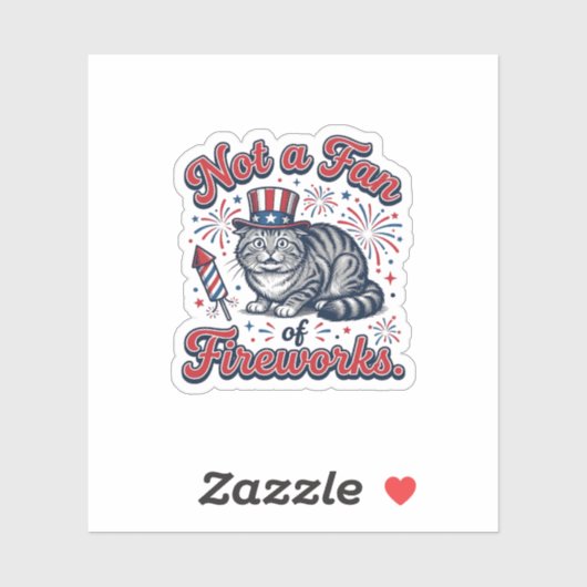 花火が苦手な猫のTシャツ (2)_1 シール (シート)