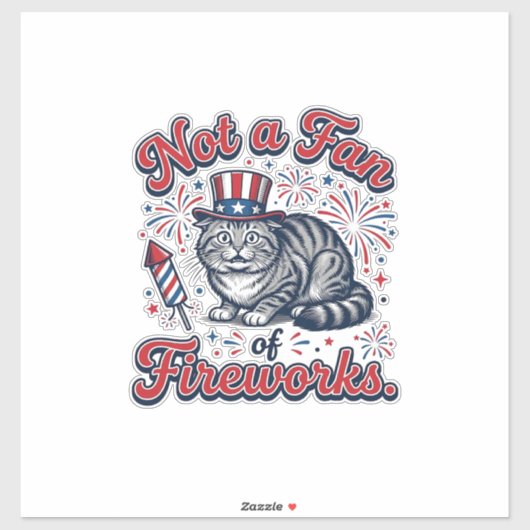 花火が苦手な猫のTシャツ (2)_1 シール (シート)