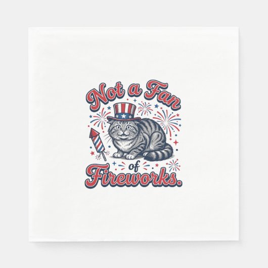 花火が苦手な猫のTシャツ (2)_1 スタンダードランチョンナプキン (正面)