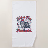 花火が苦手な猫のTシャツ (2)_1 ビーチタオル (正面)
