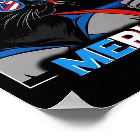 花火が鳴る愛国的な黒猫 ポスター (角)