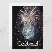 花火でお祝い - フラット招待カード 招待状 (正面/裏面)