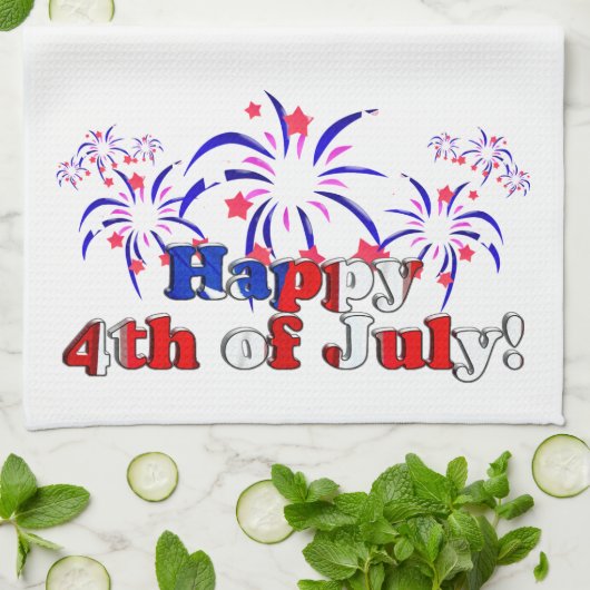 花火で祝うアメリカ独立記念日 キッチンタオル (折り畳み)