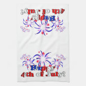 花火で祝うアメリカ独立記念日 キッチンタオル (縦)
