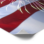 花火とアメリカ国旗 ポスター (角)