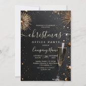 花火とシャンパンのホリデーオフィスパーティー 招待状 (正面)